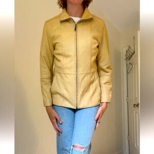 Marc New York by Andrew Marc Butter Yellow Leather Jacket – Size Small tan